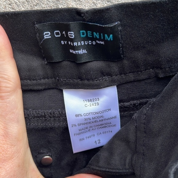 2016 Denim by Parasuco Pull-on Black Cotton Blend Pants Sz 12 - Picture 8 of 8